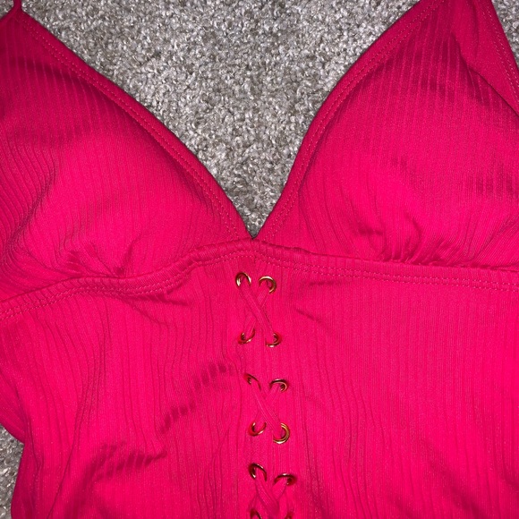Bongo Pink / Red One Piece Laced Swimsuit size S - Picture 8 of 12